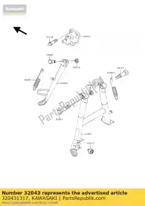 kawasaki 320431317 soporte de soporte, lateral ex250-f2 - Lado inferior