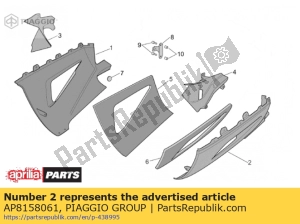 aprilia AP8158061 carenagem inferior esquerda vermelha - Lado inferior