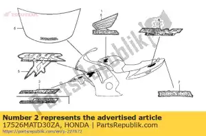 Honda 17526MATD30ZA segno, l. serbatoio carburante * tipo8 - Il fondo