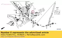 45517GW0751, Honda, support, maître-cylindre honda  anf cr crf nsc trx xr 80 85 110 125 150 250 300 400 450 500 502 650 700 1996 1997 1998 1999 2000 2001 2002 2003 2004 2005 2006 2007 2008 2009 2010 2011 2012 2013 2014 2015 2017 2018 2019 2020, Nouveau