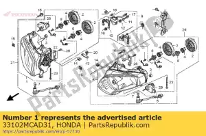 Honda 33102MCAD31 headlight unit, r. - Bottom side