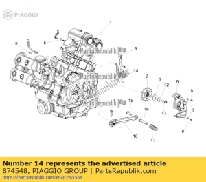 aprilia 874548 parafuso c / flange m6x65 - Lado inferior