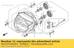 Ici, vous pouvez commander le boulon, coin de pare-chocs auprès de Honda , avec le numéro de pièce 90192SG0003: