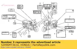 label, aanpassing van de dempingskracht van Honda, met onderdeel nummer 52496MT3610, bestel je hier online: