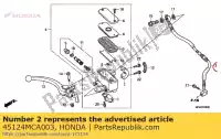 45124MCA003, Honda, manguera principal a, fr. freno honda  gl 1800 2001 2002 2003 2004 2005 2006 2007 2008 2009 2010 2012 2013 2017, Nuevo