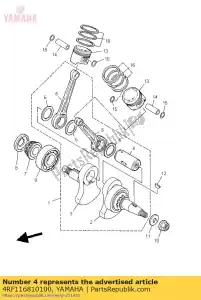 yamaha 4RF116810100 pino, manivela 1 - Lado inferior