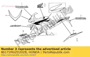 honda 86171MGZD20ZB bande, r. réservoir de carburant * type1 * (type1) - La partie au fond honda 86171MGZD20ZB bande, r. réservoir de carburant * type1 * (type1) - La partie au fond
