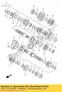 yamaha 20S171510000 gear, 5th pinion - Bottom side