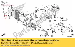 Ici, vous pouvez commander le couvercle radiateur d'huile auprès de Honda , avec le numéro de pièce 15620HL3A00: