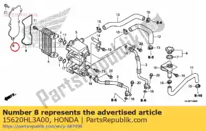 honda 15620HL3A00 tampa do refrigerador de óleo - Lado inferior