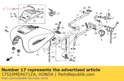 Ici, vous pouvez commander le kit réservoir, carburant (wl) * nh1 * (nh1 noir) auprès de Honda , avec le numéro de pièce 17520MEA671ZA: