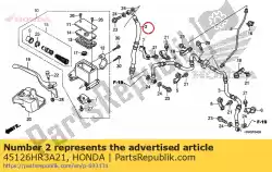 Ici, vous pouvez commander le tuyau comp., fr. Frein(a) auprès de Honda , avec le numéro de pièce 45126HR3A21: