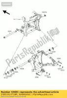 33001014718R, Kawasaki, Arm-comp-swing, f.s. zwart vn200 kawasaki vn 2000 2008 2009 2010, Nieuw