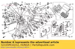 Aquí puede pedir sub arnés, carenado de Honda , con el número de pieza 32105MCAD32: