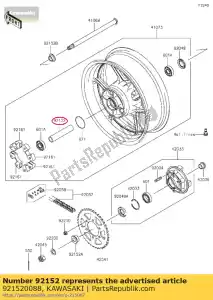 Kawasaki 921520088 kraag, rr hub, l = 144,5 - Onderkant