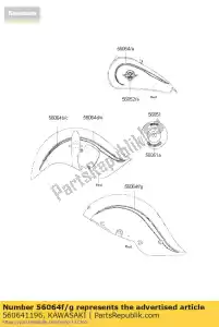 kawasaki 560641196 patroon, rr fender, links vn800-e1 - Onderkant