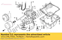 Aqui você pode pedir o tubo comp. A, óleo em Honda , com o número da peça 15511ML7000: