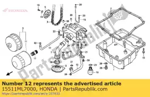 Honda 15511ML7000 tubo comp. a, óleo - Lado inferior