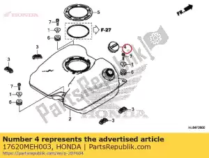 Honda 17620MEH003 conjunto de tapa, tanque de combustible - Lado inferior