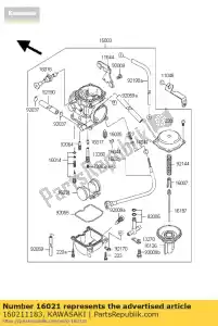 Kawasaki 160211183 schroef-gas stop - Onderkant