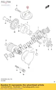 suzuki 1652029F01 zeef, olie - Onderkant