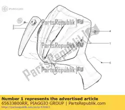 Here you can order the front shield from Piaggio Group, with part number 65633800RR: