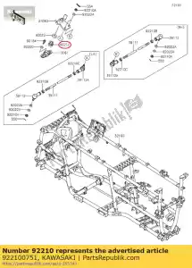 Kawasaki 922100751 tuerca, 16 mm - Lado inferior