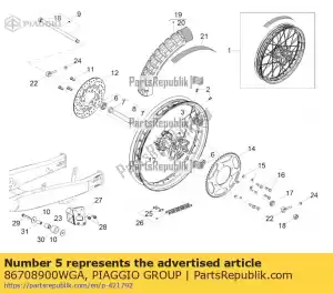 Piaggio Group 86708900WGA achternaaf - Onderkant