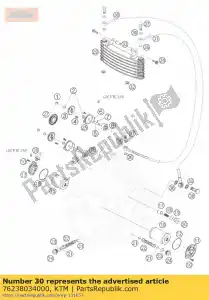 ktm 76238034000 oil pipe engine-cooler 1035mm - Bottom side