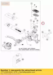 Here you can order the hand brake cylind. Cpl. Sx 2014 from KTM, with part number 77713001044: