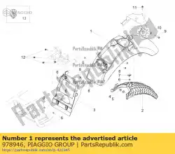 Ici, vous pouvez commander le garde-boue arrière vierge auprès de Piaggio Group , avec le numéro de pièce 978946: