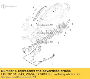 Piaggio Group CM0201010043 proteção lateral direita - Lado inferior