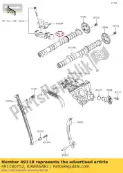 Ici, vous pouvez commander le arbre à cames-comp, échappement zx636edf auprès de Kawasaki , avec le numéro de pièce 491180752: