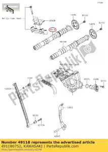 kawasaki 491180752 árvore de cames-comp, escape zx636edf - Lado inferior