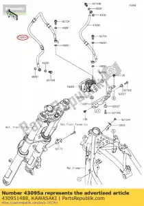 kawasaki 430951488 01 hose-brake,hu-fr caliper - Bottom side