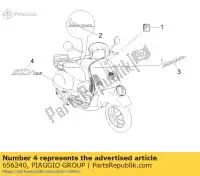 656240, Piaggio Group, Prawa naklejka ?gtv125? vespa gtv 125 2006 2007, Nowy