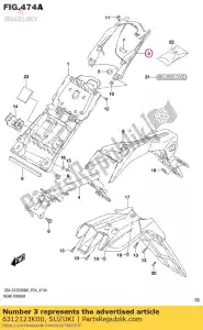 suzuki 6312123K00 cubierta, guardabarros trasero delantero - Lado inferior