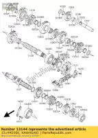 13144S006, Kawasaki, tandwiel-output, 14t ksf400-a1 kawasaki kfx 400 2004 2005 2006, Nieuw