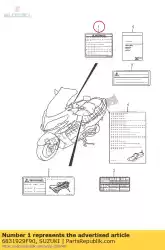 Aqui você pode pedir o rótulo, geral w em Suzuki , com o número da peça 6831929F90: