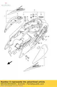 Suzuki 6814515H30AAH tape,frame cove - Bottom side