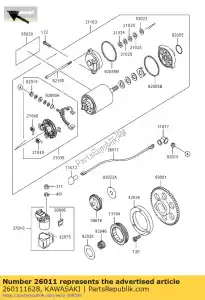 Kawasaki 260111628 cable de plomo - Lado inferior