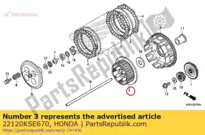 Honda 22120KSE670 centro, embreagem - Lado inferior