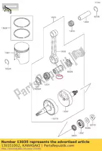 Kawasaki 130351002 pin, manivela - Lado inferior