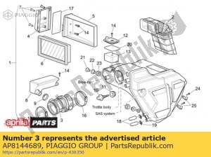 aprilia AP8144689 throttle body hose - Bottom side