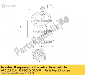 aprilia AP8121324 haste de fixação do tanque de combustível - Lado superior