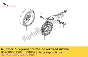 Honda 967000602508 parafuso, soquete, 6x25 - Lado inferior