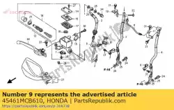 Ici, vous pouvez commander le support, flexible de frein supérieur auprès de Honda , avec le numéro de pièce 45461MCB610: