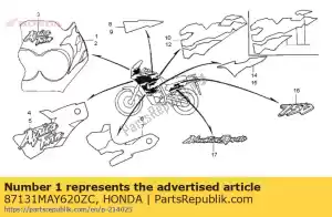 Honda 87131MAY620ZC bande, r. capuchon supérieur (## - La partie au fond