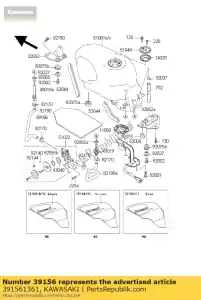 Kawasaki 391561361 pad, brandstoftank - Onderkant