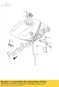 Suzuki 4910001D10Y9H tanque de combustible - Lado inferior